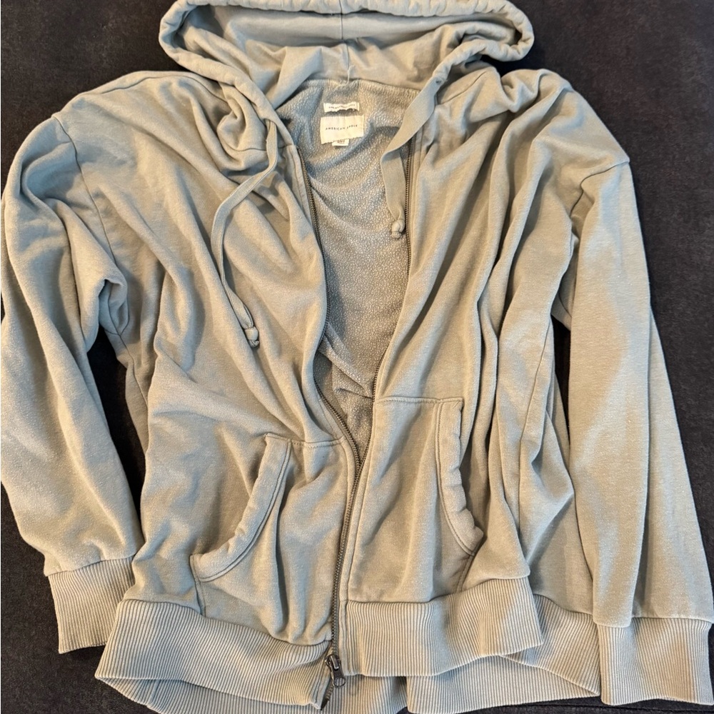 American Eagle Outfitters Light Green Zip-Up Hoodie